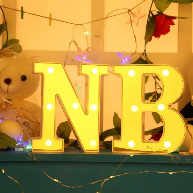 

3D White LED Marquee Sign Alphabet Light Romantic Atmosphere Decorative Light Letters Warm Birthday Party Decor Lamp