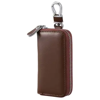 

Men Leather Zip Around 6 Hook Key Case Car Key Holder Wallet