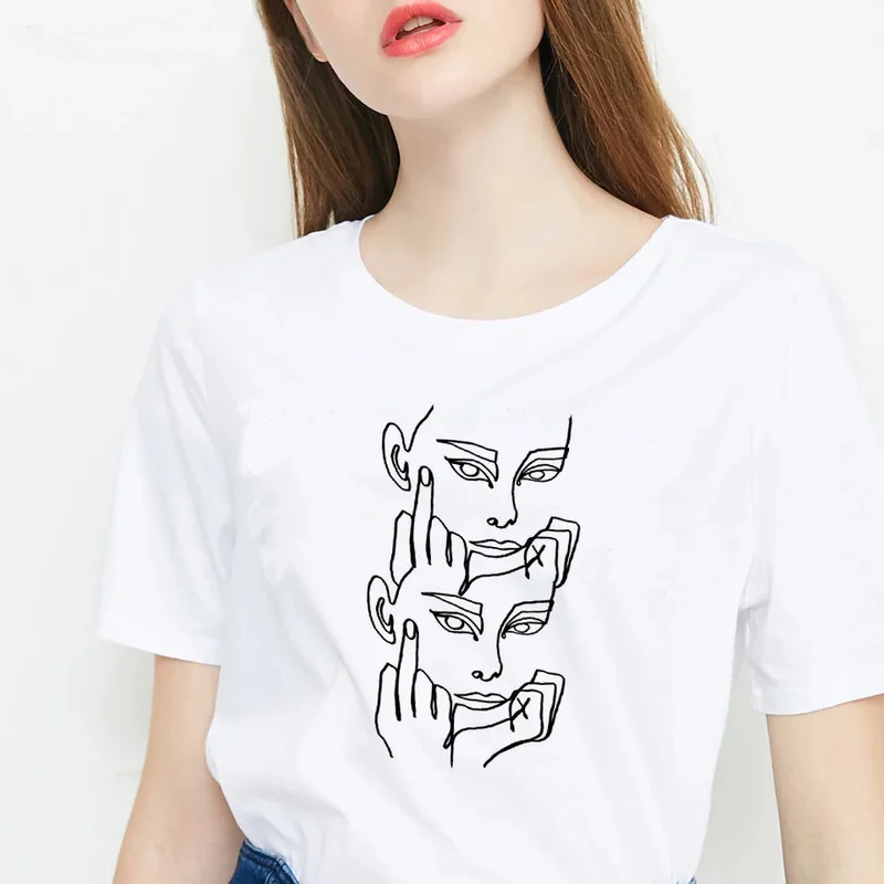 

2019 Women's Fuk You Tshirts O-Neck Short Sleeve Tees Korean Style O-neck Harajuku Funny Casual Tops 90s T Shirt Women