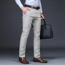 Мужские классические брюки черные летние платья штаны мужские хлопковые прямые брюки офисный костюм рабочие брюки повседневные эластичные брюки для мужчин