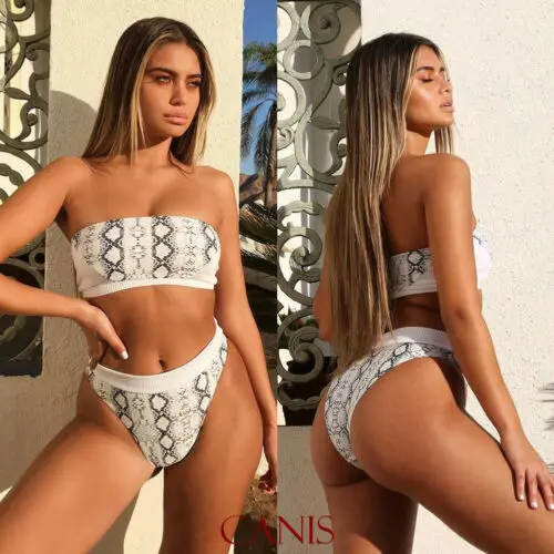 

Sexy Womens 2pcs Push-up Bikini Set Swimwear Snake Print Bra Bandage Swimsuit Bathing Suit