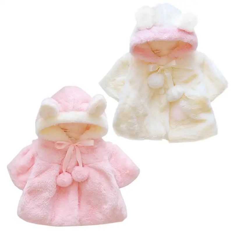 

Winter Infant Princess Coat Girls Thicken Warm Baby Clothes Pompon Decor