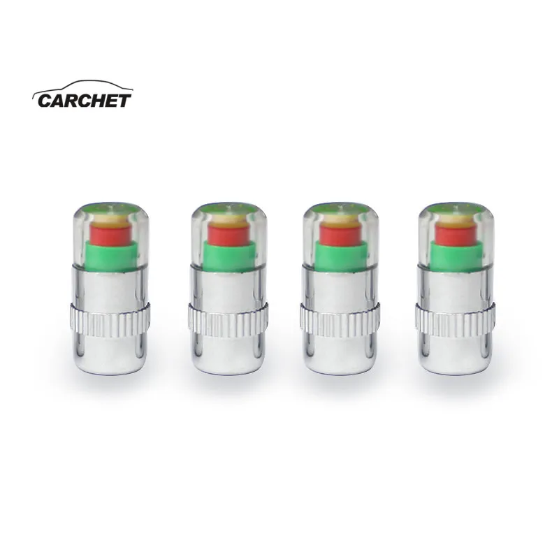 

CARCHET 4PCS/set Air Alert Tire Valve Caps 2.0Bar Car Auto Tire Pressure Monitor Valve Stem Cap Sensor Indicator Diagnostic Tool