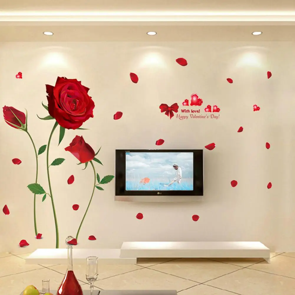Buy Adeeing Red Rose Pattern Wall Decal Mural