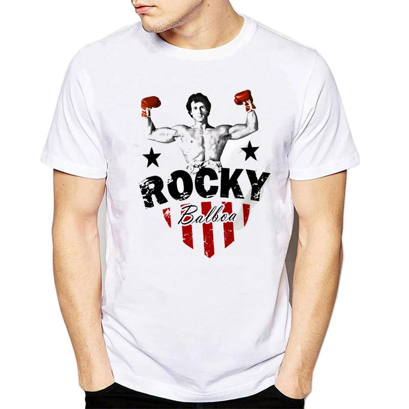 

Men's Summer Fashion Movie T Shirt ROCKY BALBOA Pose T-Shirt Movie Sylvester Stallone Short Sleeve Printed Shirts Tee