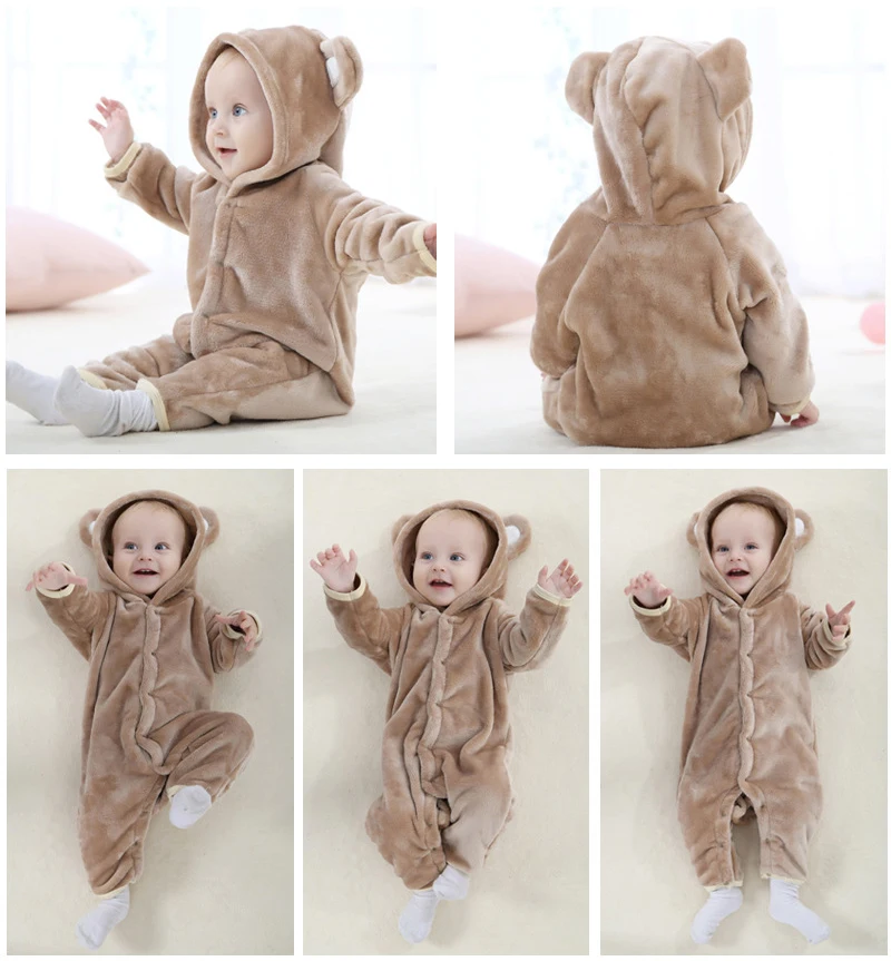 Diseñador de la marca de franela suave bebé mameluco infantil Kawaii para niñas regalo caliente bebe mameluco con capucha mono de franela de manga larga Diseñador de la marca de franela suave bebé mameluco infantil Kawaii para niñas regalo caliente bebe mameluco con capucha mono de franela de manga larga