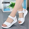 Genuine Leather Women sandals shoes Platform ladies white Sneakers Sandals shoe 2022 summer open toe Fashion High Heel footwear ► Photo 1/6