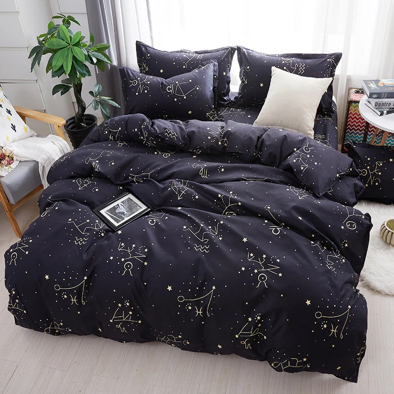 buy Home Textile Galaxy Star Bed Linen Constellation Duvet Cover Bedding Set Twin Full Queen King Size Pillowcases Bed Sheet59