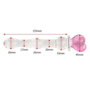 OLO Anal Beads Glass Dildo Pink Heart Butt Plug Vaginal and Anal Stimulation Anal Plug Sex Toys for Women Men Adult Sex Products 2