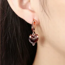 14K Rose Gold Color Crystal Heart Shaped Ruby Drop Earrings for Women Red Rose Flower Drop Earrings Ruby Bizuteria Gemstone 2019 14K Rose Gold Color Crystal Heart Shaped Ruby Drop Earrings for Women Red Rose Flower Drop Earrings Ruby Bizuteria Gemstone 2019