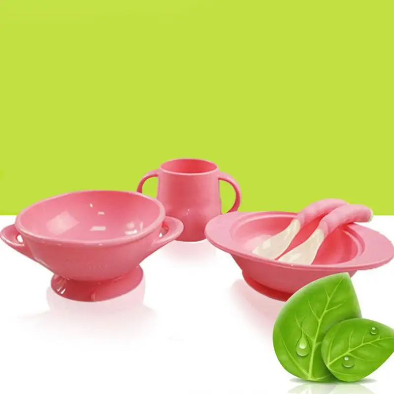 

Baby Feeding Supplies Kit Silica Gel Tableware Set Bowel Cup Spoon Set