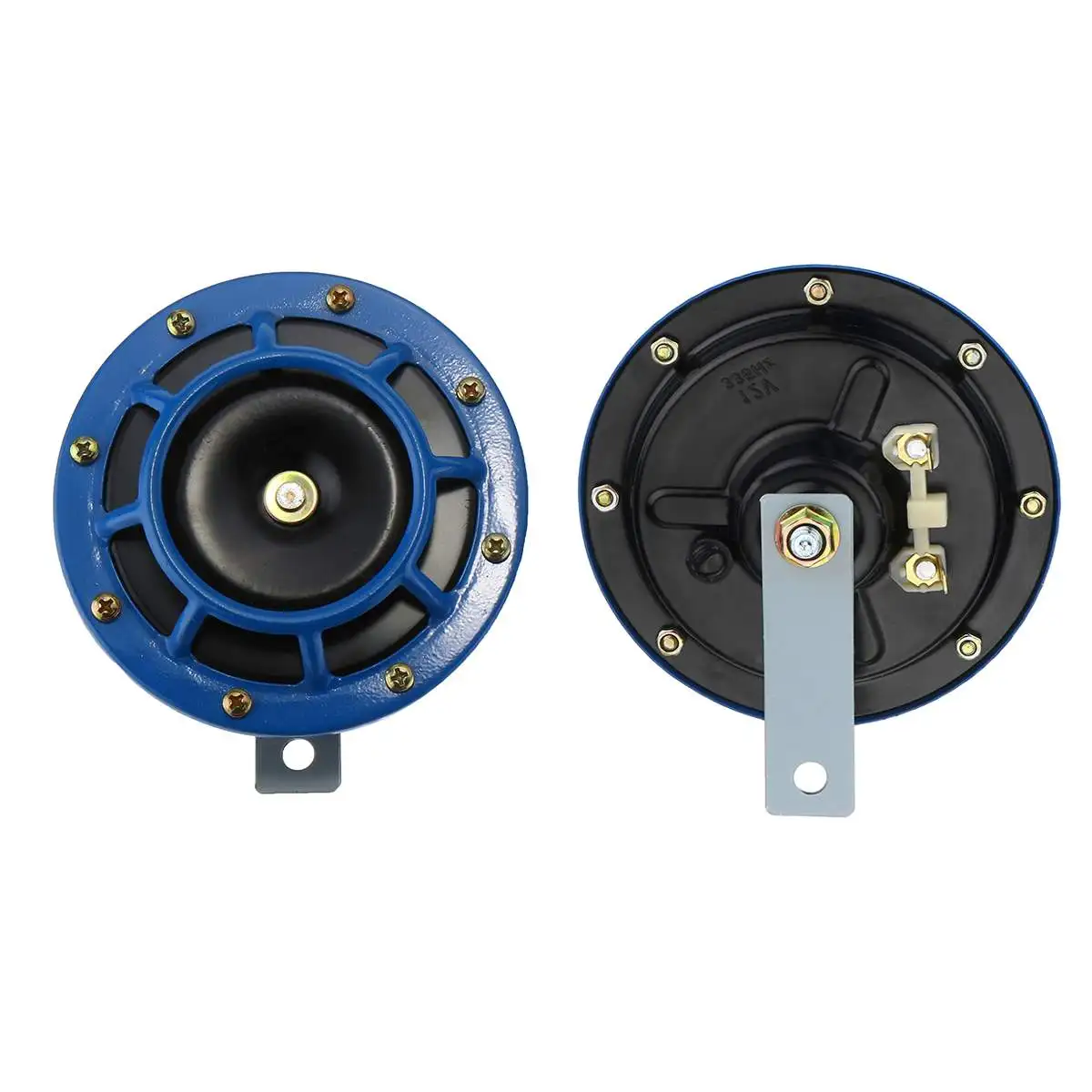Goede Universele 2 stuks 139Db Rood Zwart Zilver Blauw Hoorn Compact Super Tone Loud Blast 12V Voor Motorfiets Auto