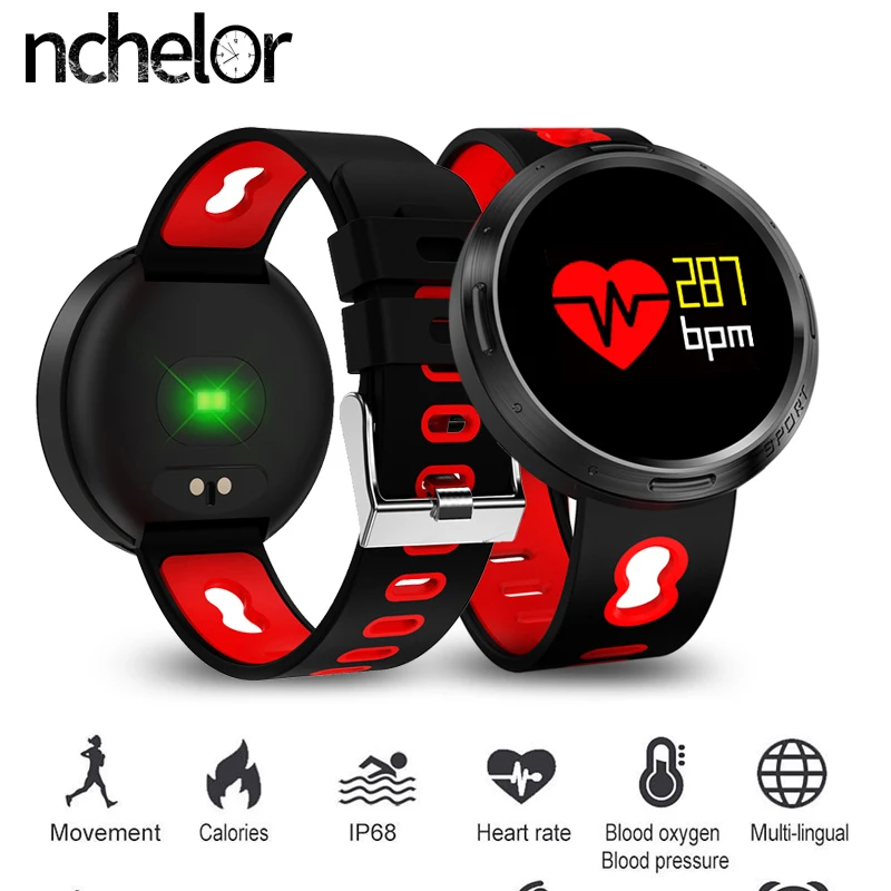 

Color Smart Watch OLED Touch Screen Step Heart Rate Blood Pressure Tracker Information Push Watch IP67 Waterproof for Men Women