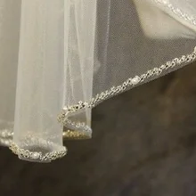 Белый цвет слоновой кости цвет шампанского один слой свадебная вуаль бисером Край свадебная фата кончик пальца