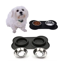 Non Spill Skid Resistant Practical Dog Bowls Stainless Steel Water and Food Feeder