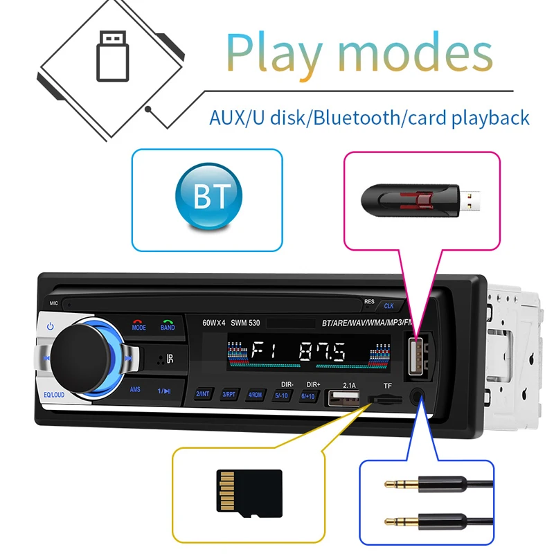 PHYEE 1 Дин Автомагнитола двойной USB быстрая зарядка Bluetooth стерео MP3 плеер аудио записи SD Aux A2DP ISO высокое Мощность Штатная 53