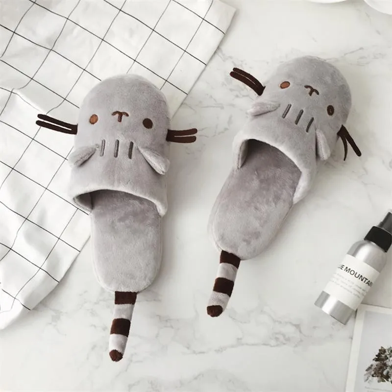 Kawai Girl Kitty Cat Vivid Neko Atsume домашние Нескользящие хлопковые фланелевые тапочки с