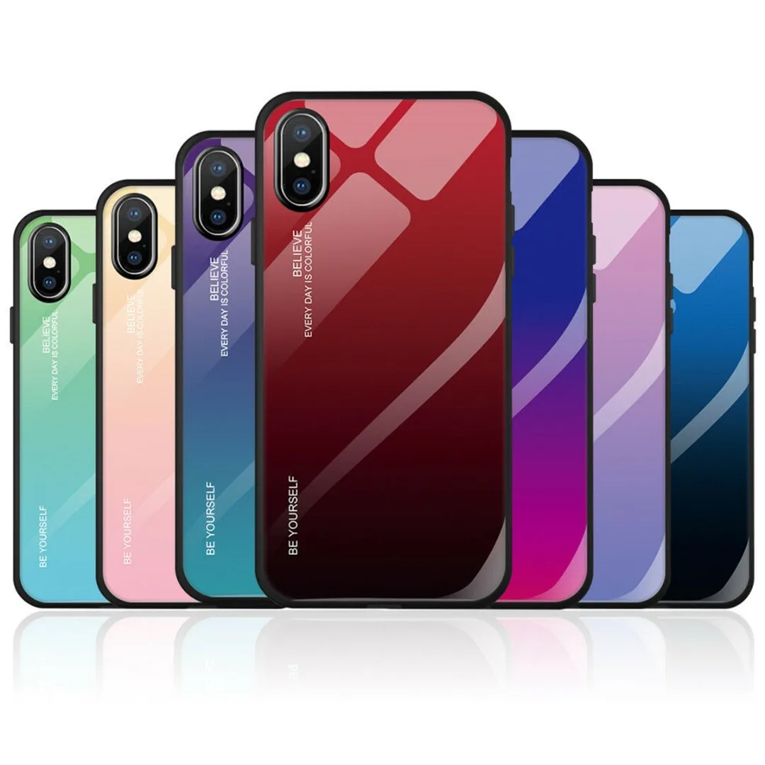 Luxury Capa Shockproof Gradient Tempered Glass Phone Case Back Cover For iPhone 7 8 plus 6 6s plus For iphone X XS Max XR Fundas Luxury Capa Shockproof Gradient Tempered Glass Phone Case Back Cover For iPhone 7 8 plus 6 6s plus For iphone X XS Max XR Fundas