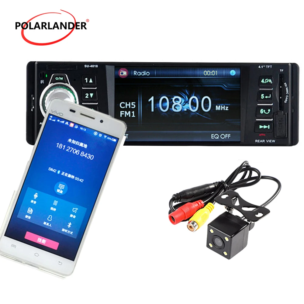 

Autoradio 1 Din Car Radio Stereo MP4 Bluetooth Remote Control AUX USB TFT SD MMC AM FM EQ radio cassette player 5 Languages