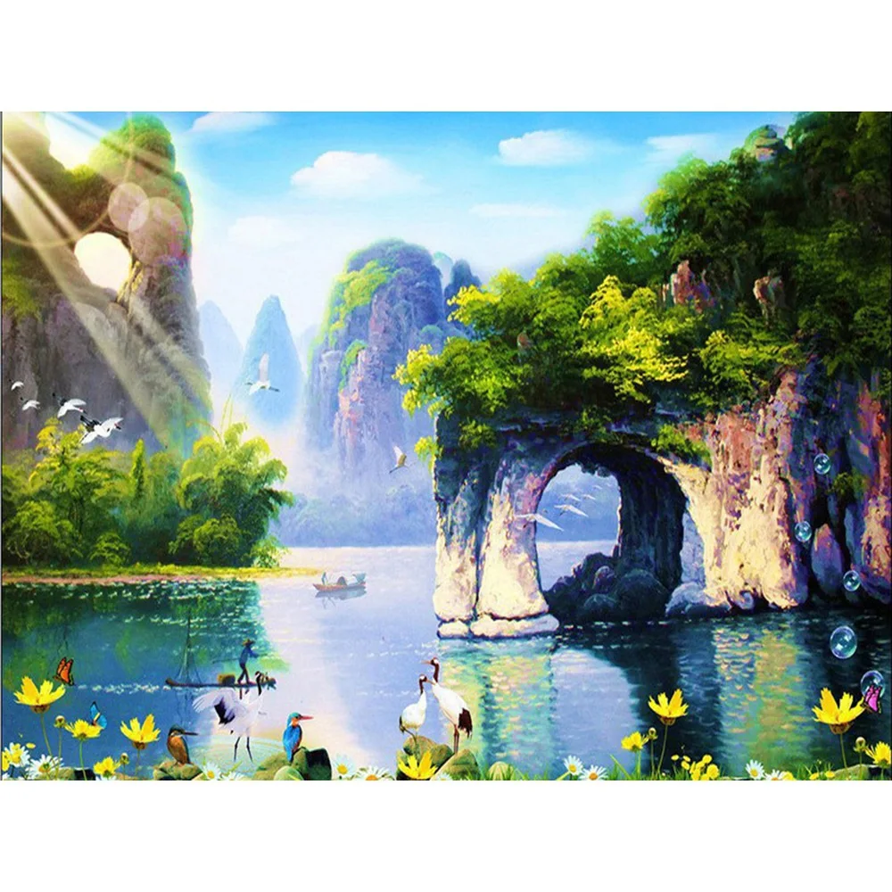 

Hot Sale 5D Diy Diamond Painting Scenic Sea Full Square Embroidery Rhinestone Picture Diamond Home Decor Gift
