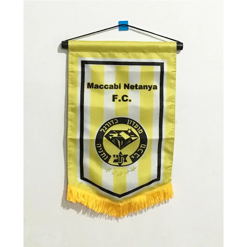 

Israel Maccabi Netanya FC 20cm*30cm Size Double Sides Christmas Decorations for Home Hanging Flag Banner Gifts