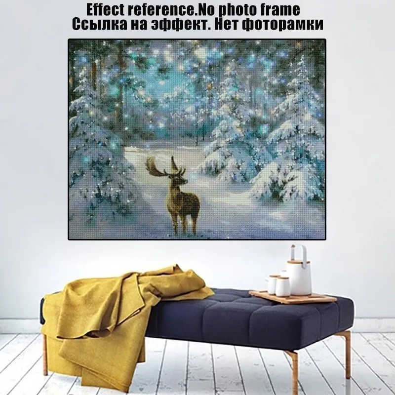 Алмазная 5D картина сделай сам с оленем мозаика из страз Стразы Рождественская
