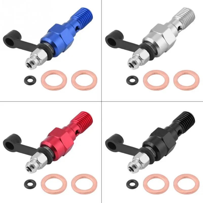 

Motorcycle Brake Master Cylinder Caliper Bleed Screw Nipple Banjo Bolt+Dust Cap Blue Black Red Silver Colors Aluminum M10x1.25mm