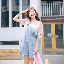 Летние нестандартные джинсовые шорты с дырками женские свободные тонкие комбинезоны джинсы