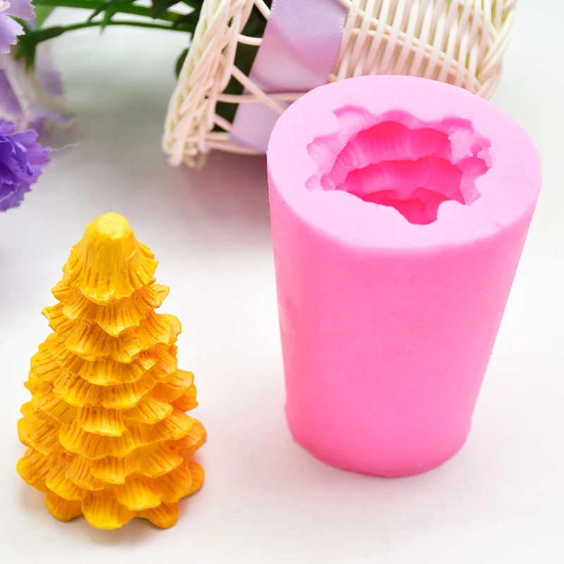 

1*Silicone Mould Cedar Santa Tree 3D Soap Mould Candles/wax/soaps/plaster/fondant/chocolate/pouring Liquid stone Crafts Mold
