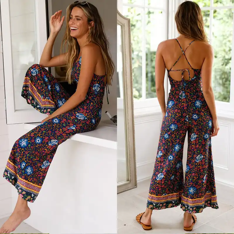 flower romper pants