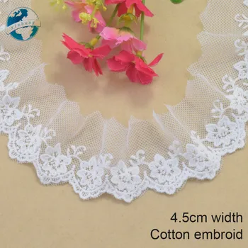 

2yard 4.5cm wide white lace cotton embroid lace sewing ribbon fabric guipure diy trims wedding lace DIY Garment Accessories#3327