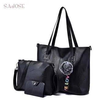 

Women Handbags PU Leather Messenger Bags Ladies Famous Brand Designs Handbag Top-Handle 3 Pcs/Set Shoulder Composite Bag