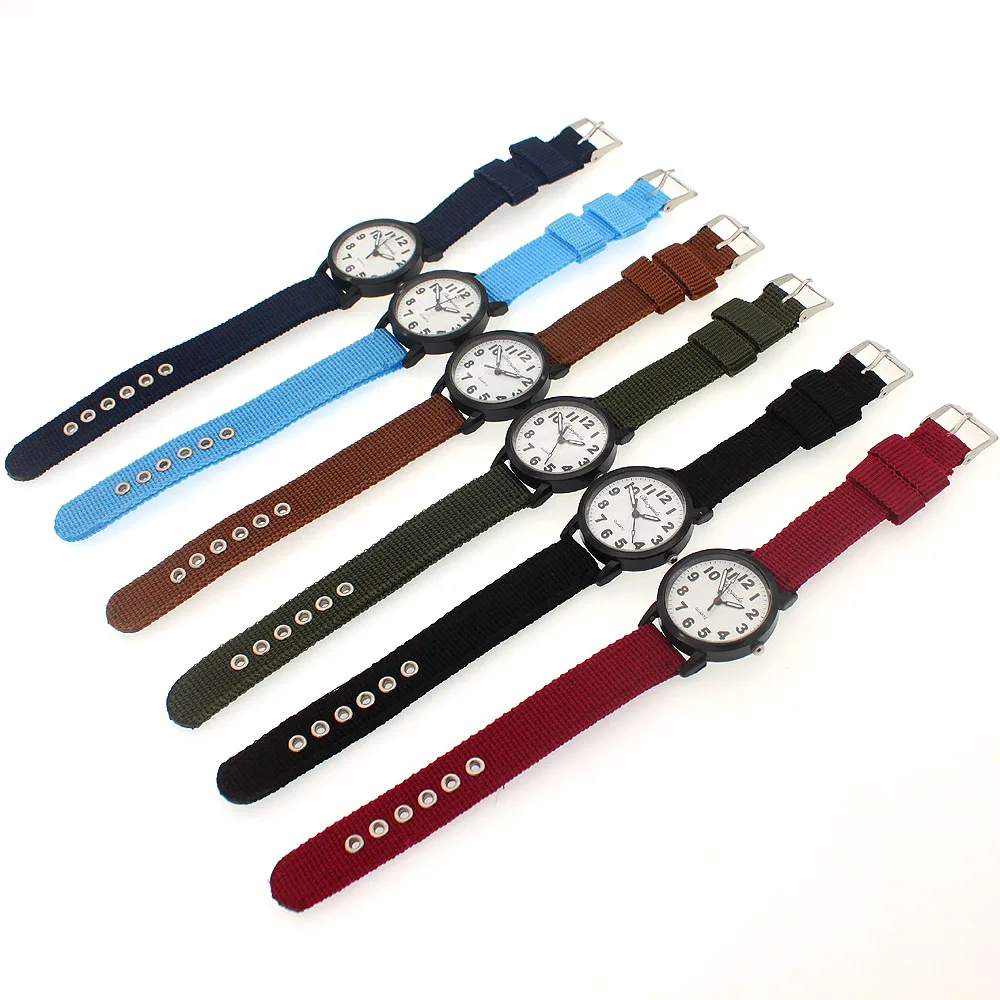 

10pcs Mixed Bulk Military Fabric Nylon Band Student Boy Girls Watches Quartz Analog Men Women Quartz Wrist Watches Cheap Watches