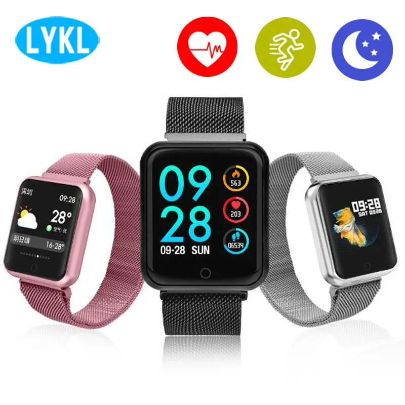 

Smart watch P68 band IP68 supports Dynamic heart rate/blood pressure monitor Portable adsorption metal strap fitness bracelet