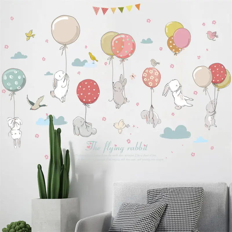 

1 Piece 50*70CM PVC Cartoon Rabbit Removable Wall Sticker Baby Nursery Kids Room Bedroom Waterproof Wall Art Paper Mural Decal