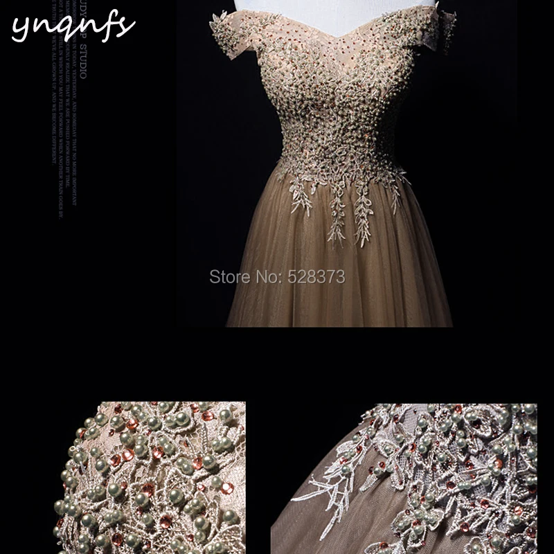 YNQNFS элегантное аппликационные Жемчужины для Кружева Vestido De Festa Longo Robe