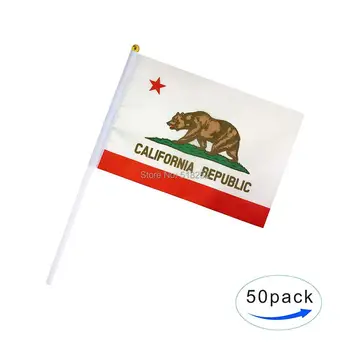 

California State Hand Waving Flags with Plastic Flagpoles Small Chinese flag 14x21cm 50 pcs Sports Home Decoration,free shipping
