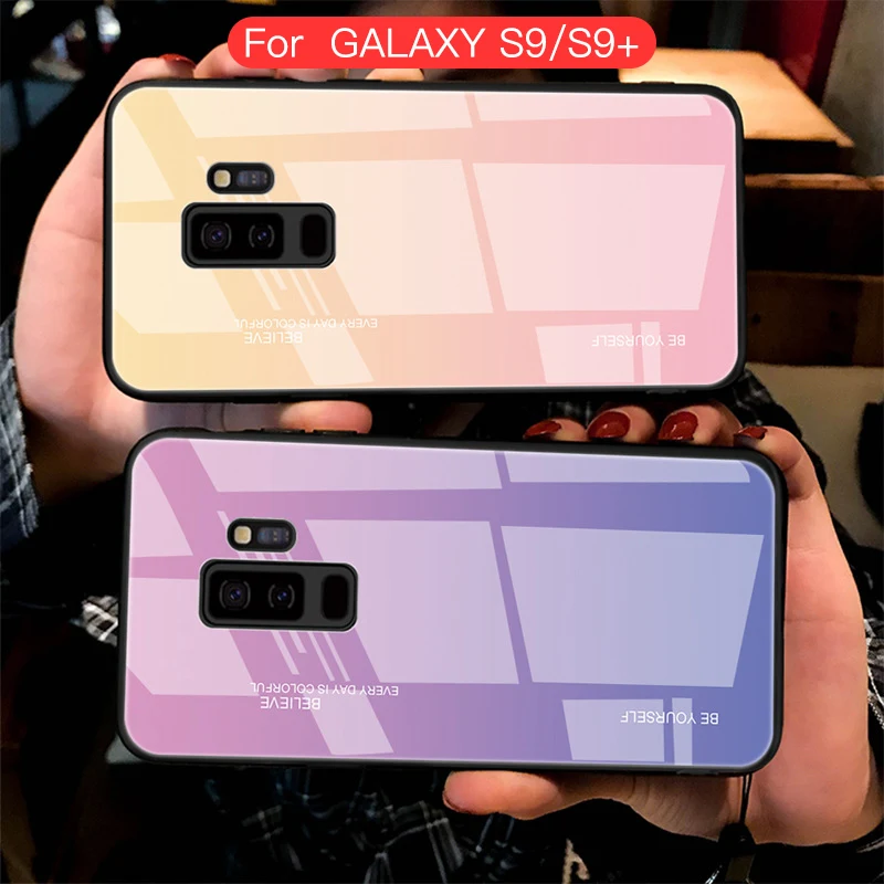 Phone Case For Samsung S8 Plus Note 8 9 Luxury Silicon Tempered Glass Back Cover S9 A5 A7 2017 A8 J4 J6 J8 2018 |