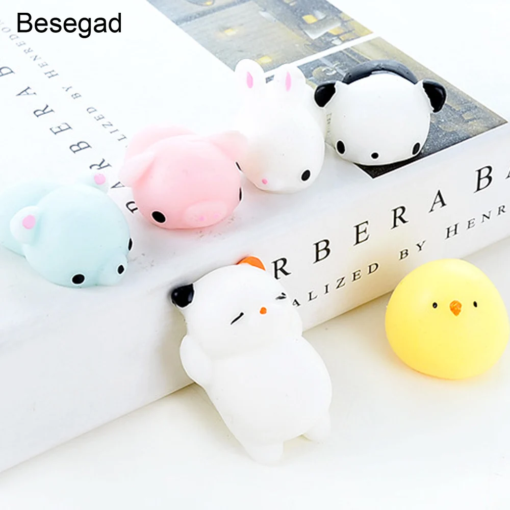 Besegad 6 шт. TPR Kawaii милая кошка панда кролик Цыпленок сжимается мультфильм животное