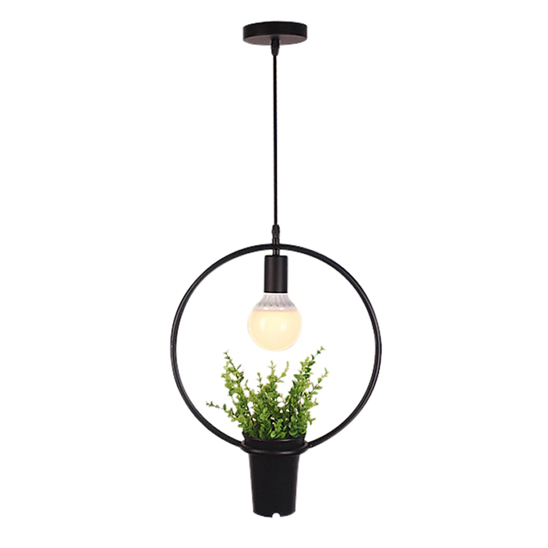 Черное кольцо зеленое растение подвесные лампы Ретро промышленный ветер творческая личность люстра магазин одежды кафе ресторан свет
