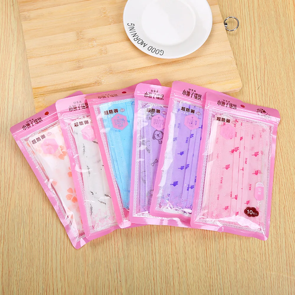 

10Pcs/pack Disposable Non Woven Facial Protective Cover Masks 3 Layers Dustproof Anti-Dust Flu Surgical Earloop color random