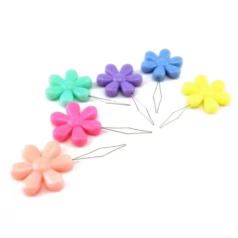 30pcs Random Color plastic+metal Flower Head Wire Loop DIY Needle Threader Stitch Insertion Hand Machine Sewing Tool | Дом и сад