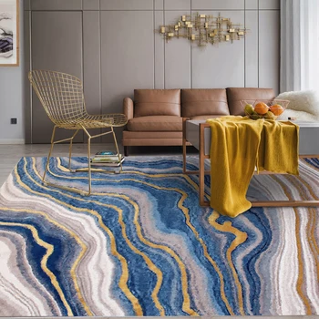 

Fashion Modern Abstract Blue Yellow Waves Foot/Door/Kitchen Mat Living Room Bedroom Parlor Area Rug Anti-slip Decorative Carpet