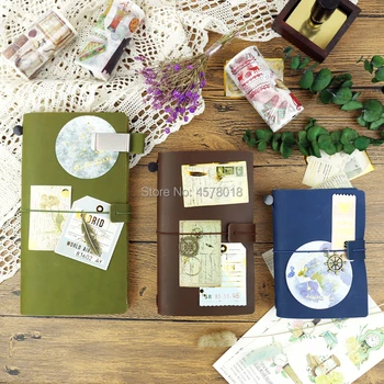 

MyPretties Genuine Leather Travelers Notebook Standard Pocket Passport Vintage Travel Journal Notebooks Planners Refills Papers