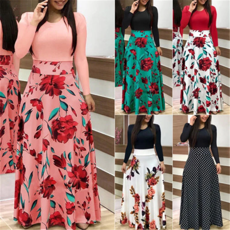 

Women Boho Floral Long Maxi Party Cocktail Beach Long Sundress