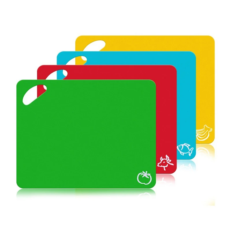 

Hot Sale Flexible Plastic Chopping Board Set - Mats with Food Icons & Easy-Grip Handles, BPA-Free, Non-Porous, Dishwasher Safe