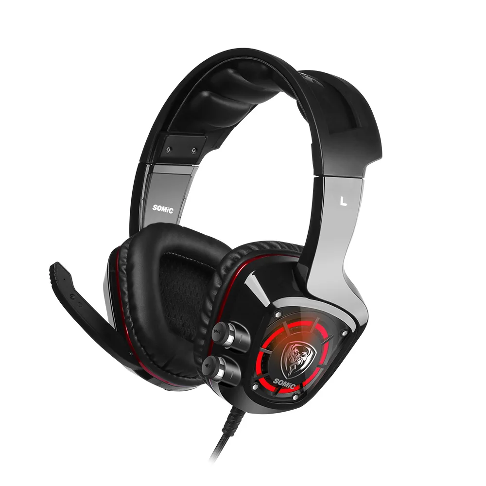 

Somic G910 USB Gaming Headset Headphone 7.1 Surround Sound Vibration Over-Ear PC Headphones For Game Player With LED Light