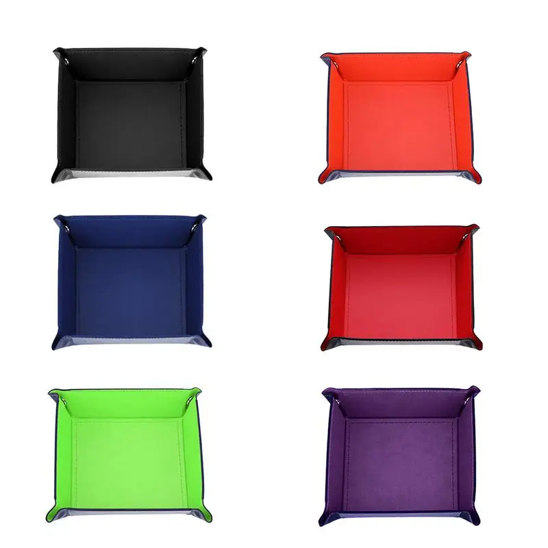 

Square Innovative Storage Tray PU Collapsible Storage Box PU Tray Tweezers Desktop Storage Box Dice Tray PU Leather Dice Holder