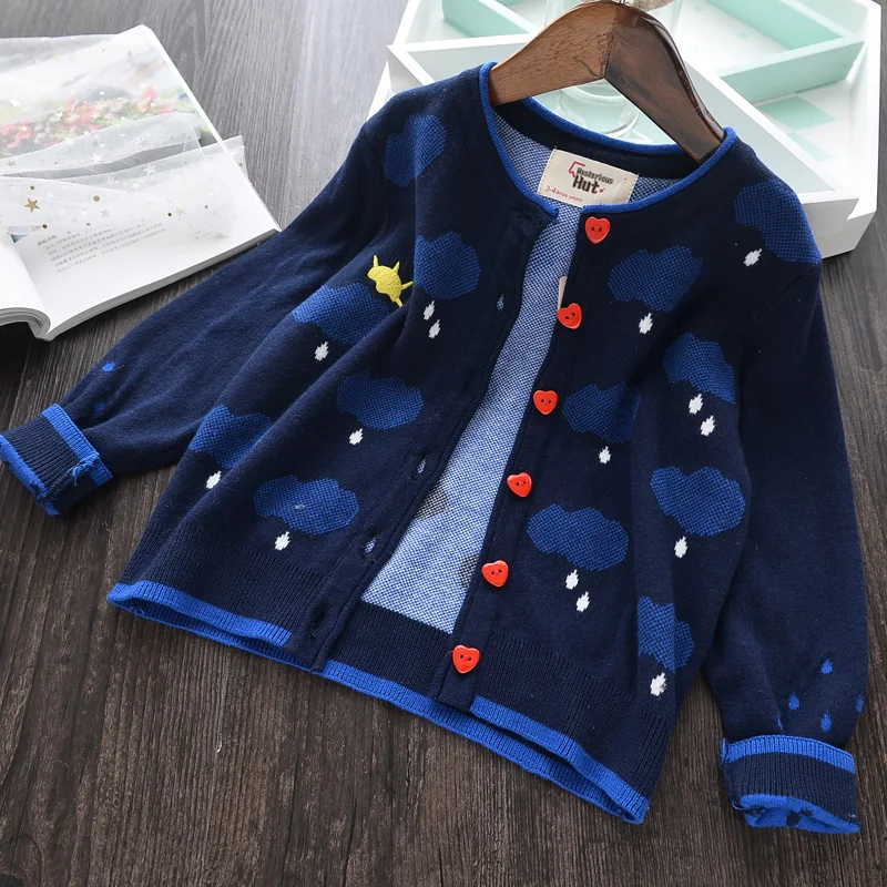 

Toddler Girl Cute Cartoon Cardigan Wholesale Kids Spring Autumn Knitted Clothes Bulk By Lots Girl Cloud Raindrop Cotton Sweater