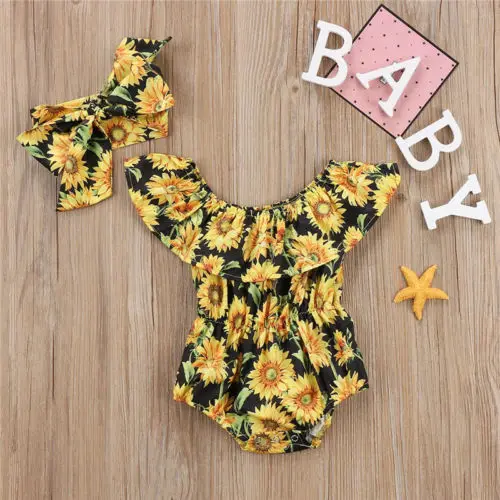 sunflower baby romper